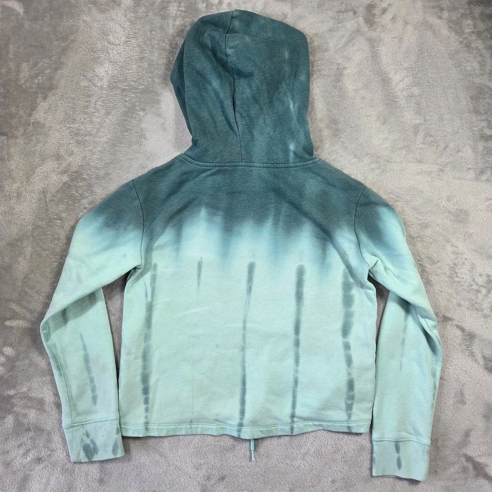 Justice Active Girls Teal Ombre Tie Dye Logo Pullover Hoodie Size 10 Lounge Cute